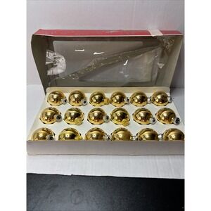 VINTAGE SET OF HOLLY GOLD GLASS CHRISTMAS ORNAMENTS  1.75" MADE IN USA